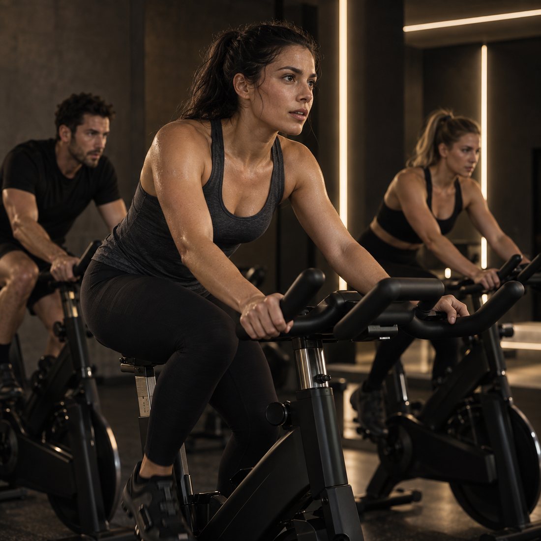 Indoor Cycling bei PEAK45 Düsseldorf – Fahrerin im Kurs